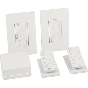 Lutron P-BDG-PKG2W Caseta Wireless Starter Kit with Smart Bridge, 8-Pack
