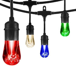 Jasco 66903 Pro Series Seasons Vintage LED Cafe Lights, 24', 12-Bulbs