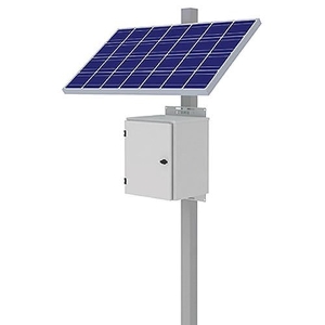 KBC Networks 100 Watt Advanced Remote Power Kit with 1 x 100W Solar Panel, 14" D x 16" W x 19" H Powder-Coated Aluminum Enclosure and Side Panel Mount for 3-6" Pole