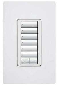 Lutron RRD-W6BRL-WH RadioRA 2 Wall-Mount Designer Keypad, 6-Button with Raise-Lower, White