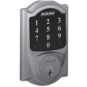 Schlage BE468CAM 619 Camelot Connect Smart Deadbolt Lock, Satin Nickel